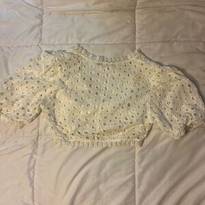 White Eyelet Puff Sleeve Top